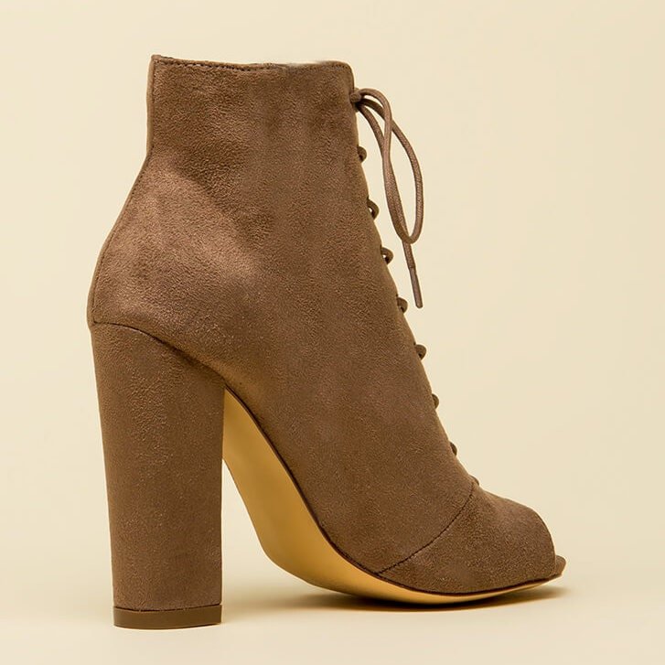 brown lace up block heels